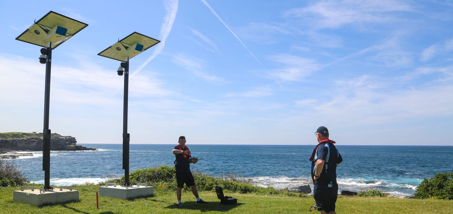 SAIL camera towers on a coastal headland